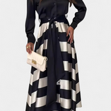 Vestido Camisa Largo Rayado con Cinturón