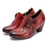 Wanda - Zapatos de cuero con flores