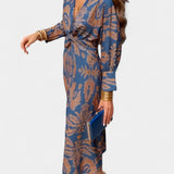 Ema Maxi Vestido con Escote en V y Nudo Frontal