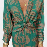 Ema Maxi Vestido con Escote en V y Nudo Frontal