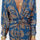 Ema Maxi Vestido con Escote en V y Nudo Frontal