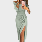 Evelyn - Vestido elegante con hombros al descubierto