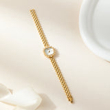 Lana® - Reloj dorado con cristales y pulsera trenzada