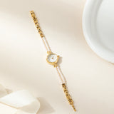 Lara® - Reloj dorado con pulsera de perlas doble