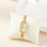 Elena® - Reloj dorado con esfera rectangular