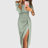 Evelyn - Vestido elegante con hombros al descubierto