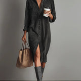 Vestido Midi de Pana Suave Sienna con Botones