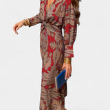 Ema Maxi Vestido con Escote en V y Nudo Frontal