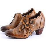 Wanda - Zapatos de cuero con flores