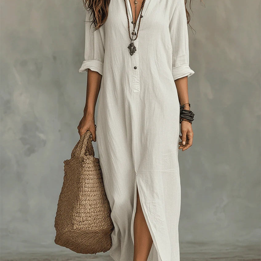 SAULE | Vestido Maxi Silueta Esforzada y Halagadora Ropa Diaria Versátil