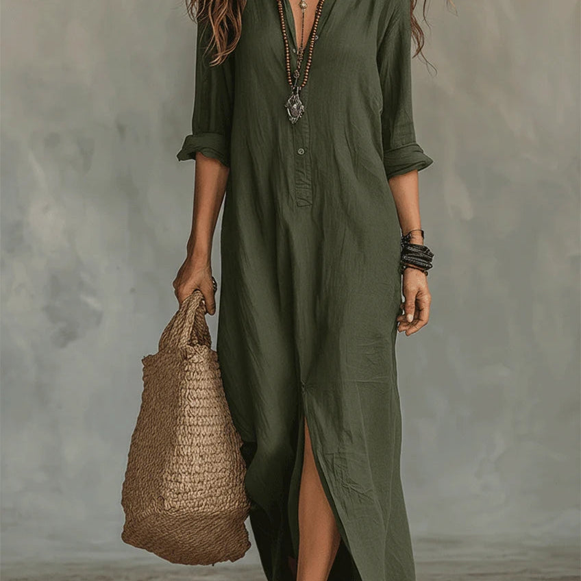SAULE | Vestido Maxi Silueta Esforzada y Halagadora Ropa Diaria Versátil