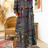 Manuela | Vestido Denim con Patchwork Étnico