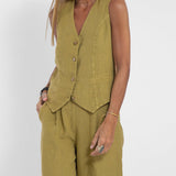 Aira | Conjunto elegante de dos piezas con chaleco y pantalón de pierna ancha
