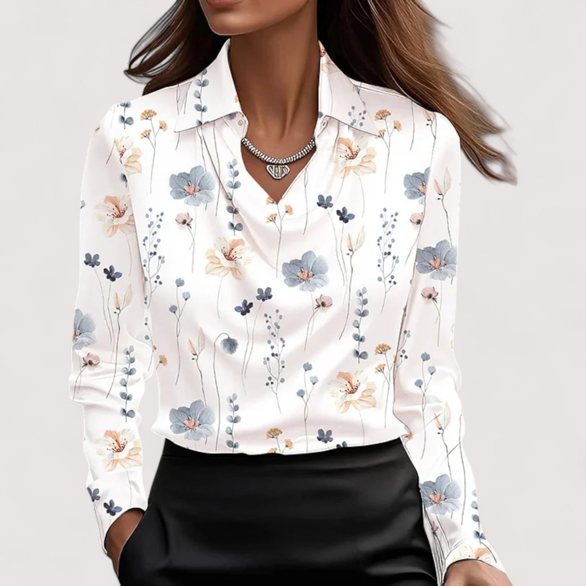 Charlotte – Blusa de Satén Elegante con Escote en V