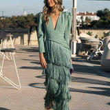 Vestido Flecos Salvia