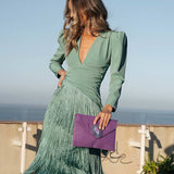 Vestido Flecos Salvia