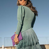 Vestido Flecos Salvia