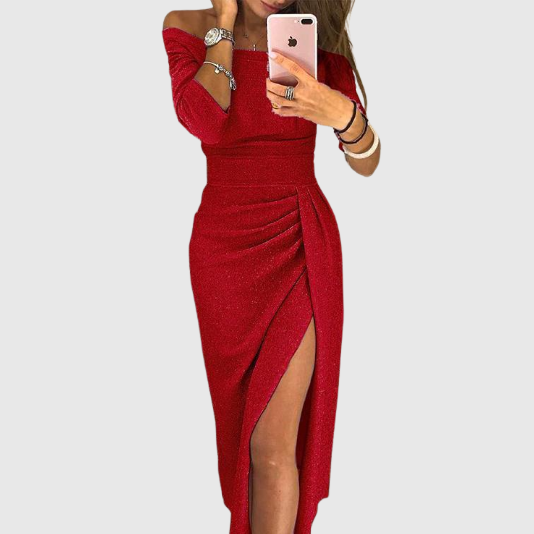 Evelyn - Vestido elegante con hombros descubiertos