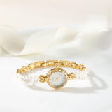 Lara® - Reloj dorado con pulsera de perlas doble