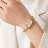 Elena® - Reloj dorado con esfera rectangular