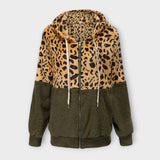 Lea - Sudadera de forro polar con capucha en estampado de leopardo