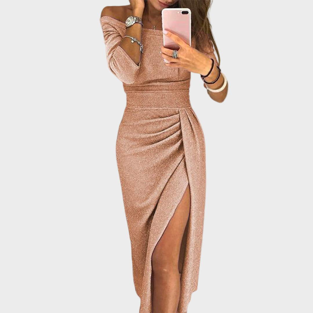 Evelyn - Vestido elegante con hombros descubiertos