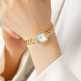 Lana® - Reloj dorado con cristales y pulsera trenzada