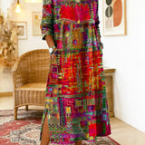 Manuela | Vestido Denim con Patchwork Étnico