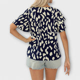 Izabela - Blusa casual con escote redondo