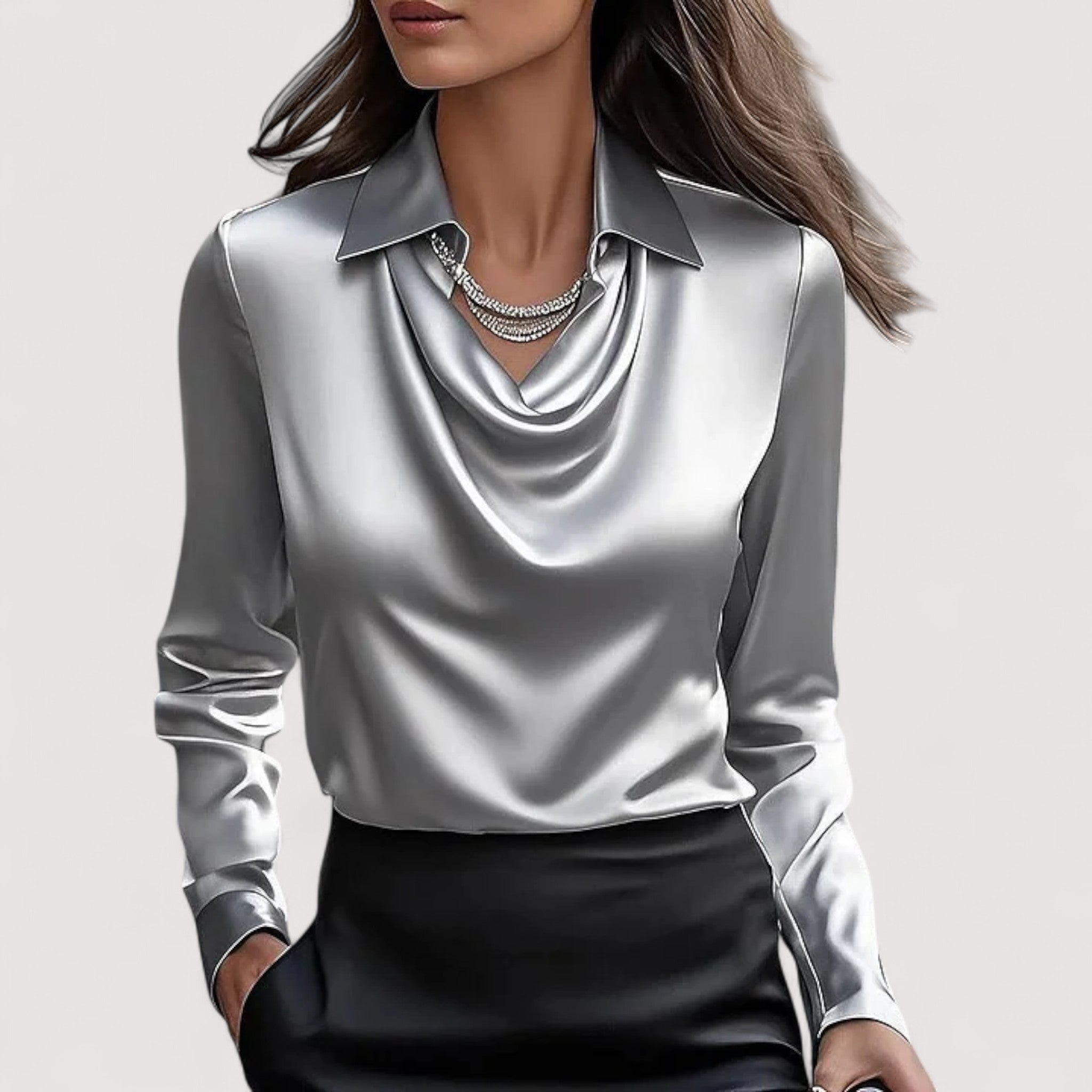 Charlotte – Blusa de Satén Elegante con Escote en V