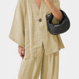 Eli Conjunto Oversize de Top con Cuello en V y Pantalón Recto