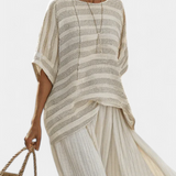 Graziella — Top a rayas de bambú natural y pantalones de lino fluidos