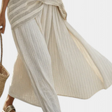 Graziella — Top a rayas de bambú natural y pantalones de lino fluidos