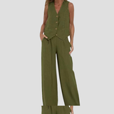 Aira | Conjunto elegante de dos piezas con chaleco y pantalón de pierna ancha