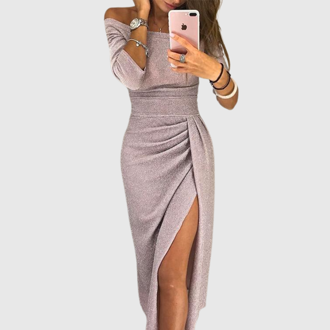 Evelyn - Vestido elegante con hombros descubiertos