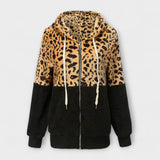 Lea - Sudadera de forro polar con capucha en estampado de leopardo