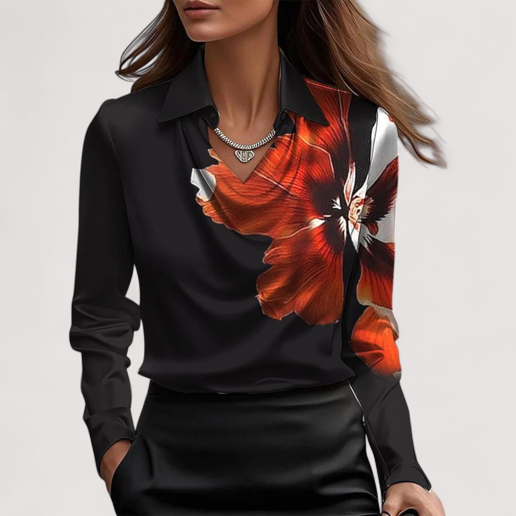 Charlotte – Blusa de Satén Elegante con Escote en V