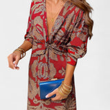 Ema Maxi Vestido con Escote en V y Nudo Frontal