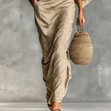 Conjunto de lino elegante con falda larga