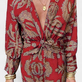Ema Maxi Vestido con Escote en V y Nudo Frontal