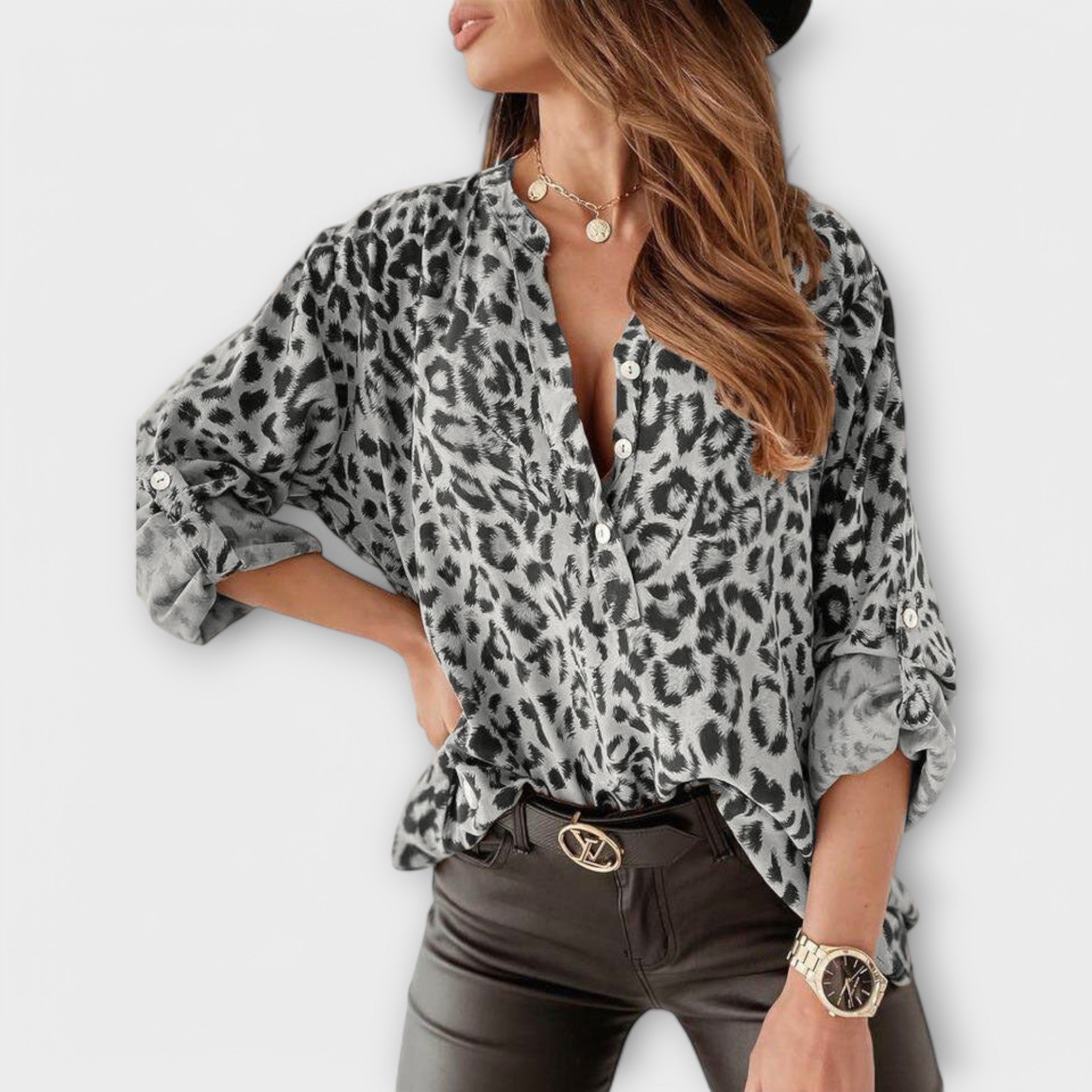Biserka - Blusa Moderna de Leopardo