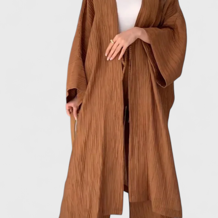Caspian Conjunto Relajado de Dos Piezas con Kimono Largo