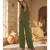 Aira | Conjunto elegante de dos piezas con chaleco y pantalón de pierna ancha