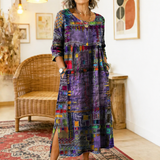 Manuela | Vestido Denim con Patchwork Étnico