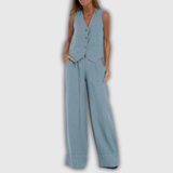 Aira | Conjunto elegante de dos piezas con chaleco y pantalón de pierna ancha