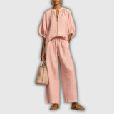 Alba | Conjunto de camisa de estilo relajado y pantalón de pernera ancha
