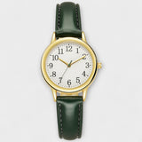 Katarina® - Reloj clásico con correa de cuero verde