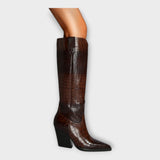 Mirjana - Botas con Patrón de Cocodrilo y Tacón Elegante