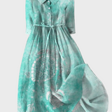 Vestido Larga Turquesa con Patrón