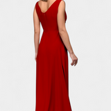 Vestido Tatjana Largo con Drapería Frontal y Escote Cruzado
